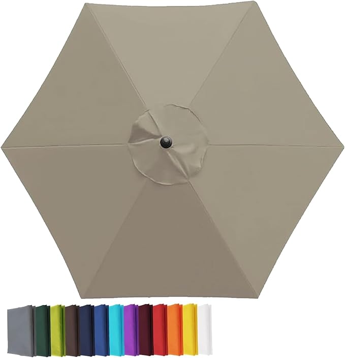 Garden Umbrella Replacement Canopy, Patio Umbrella Cover, 6.6ft-13ft Water Resistant Yard Parasol Top Cover, 6 Ribs 8 Ribs Beach Umbrella Canopy for Outdoor Poolside Balcony