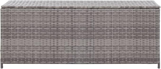 Patio Storage Box Deck Storage Box Outdoor Storage Box Indoor Wicker Storage Bin for Patio Furniture Cushions, Pillows, Garden Tools, Poly Rattan Gray, 47.2"x19.7"x23.6"