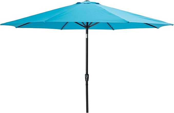 Kiss the Water Outdoor Patio Umbrella, Patio Umbrella with Push Button Tilt/Crank, Outdoor Umbrella with 8 Sturdy Ribs, Large Umbrella for Backyard, Pool, Deck, Market