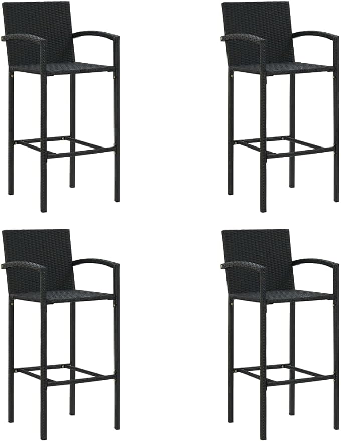 Outdoor Seating Furniture,Outdoor Conversation Sets,5 Piece Patio Bar Set Black Poly RattanSuitable for Patio, Garden, Gazebo Low