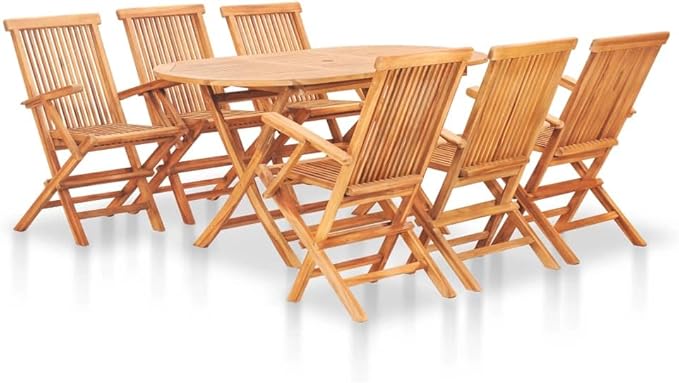 7 Piece Folding Patio Dining Set, Patio Conversation Set Front Porch Furniture Outdoor Lounge Sets Sectional Sofa for Piazza Negotiation Area Exhibition Garden Solid Teak Wood