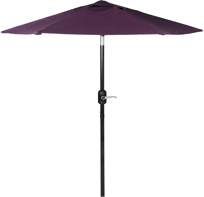 6 Ft Outdoor Patio Umbrella, Easy Open/Close Crank and Push Button Tilt Adjustment - Dark Purple Market Umbrellas