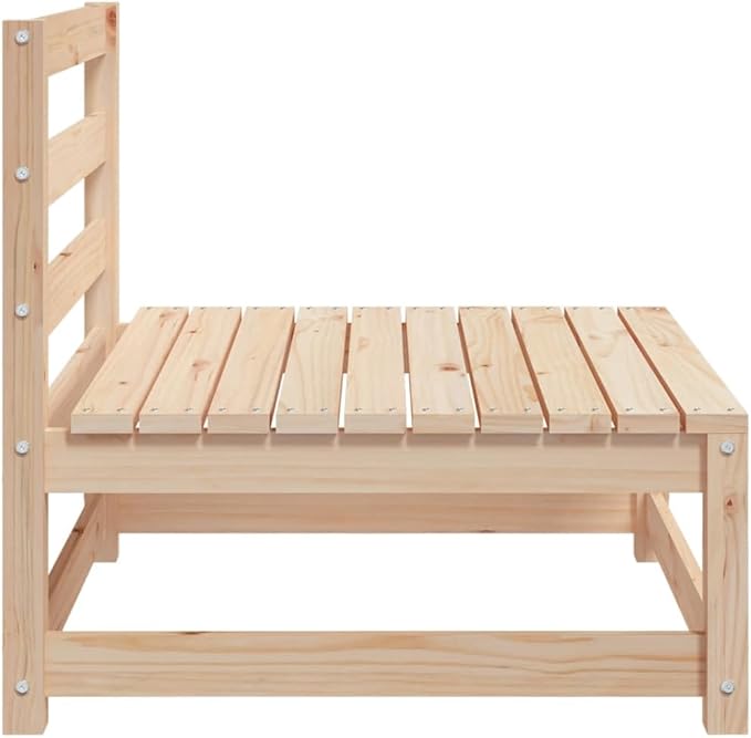 3-Piece Outdoor Modular Sofa Set Natural Pine 27.6" Square Small Patio Couch Rustic Finish for Garden Balcony Terrace