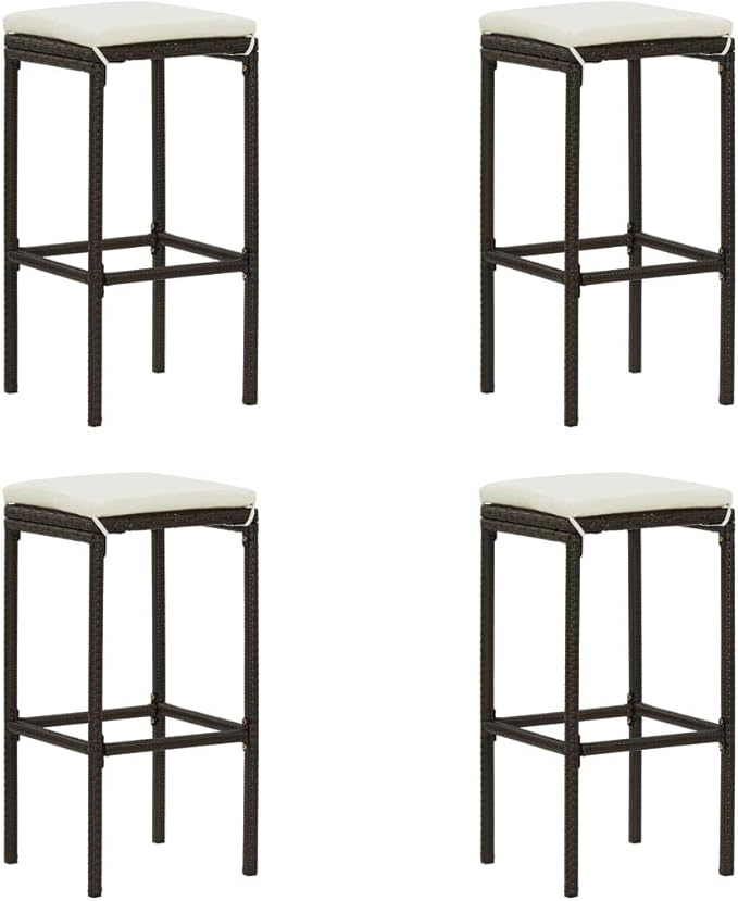 Patio Bar Set with Cushions,Patio Lounge Set,Conversation Sets,Outdoor Garden Table and Chairs Sets,Outdoor Patio Furniture,for Patio,Backyard,Garden,5 Piece Brown