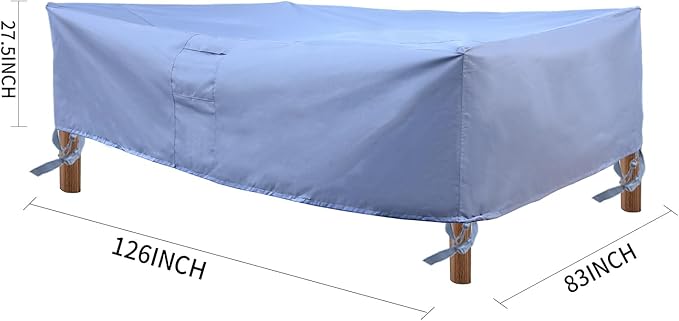 Patio Furniture Cover,Waterproof for Outdoor Dining Table and Chair Cover, Furniture Sofa Set Covers, patio table cover, 126"W x 83"D x 27.5"H Grey