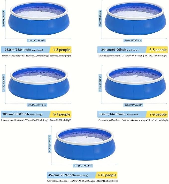Montary Large 96"x96"x24.8" Inflatable Swimming Pool for Family- Thickened Backyard Summer Pool, Outdoor Blow Up Design with Coil Mesh, Foldable & Portable
