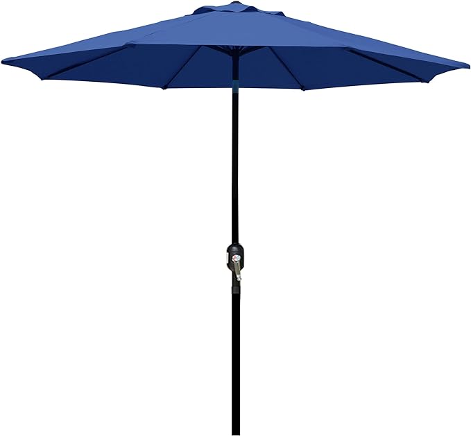 Blissun 9' Outdoor Patio Umbrella, Outdoor Table Umbrella, Yard Umbrella, Market Umbrella with 8 Sturdy Ribs, Push Button Tilt and Crank
