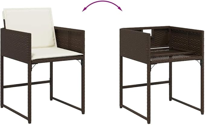 17 Piece Garden Dining Set Brown and Cream White with Cushions Patio Conversation Sets for Outdoor Dining Gardens Patios
