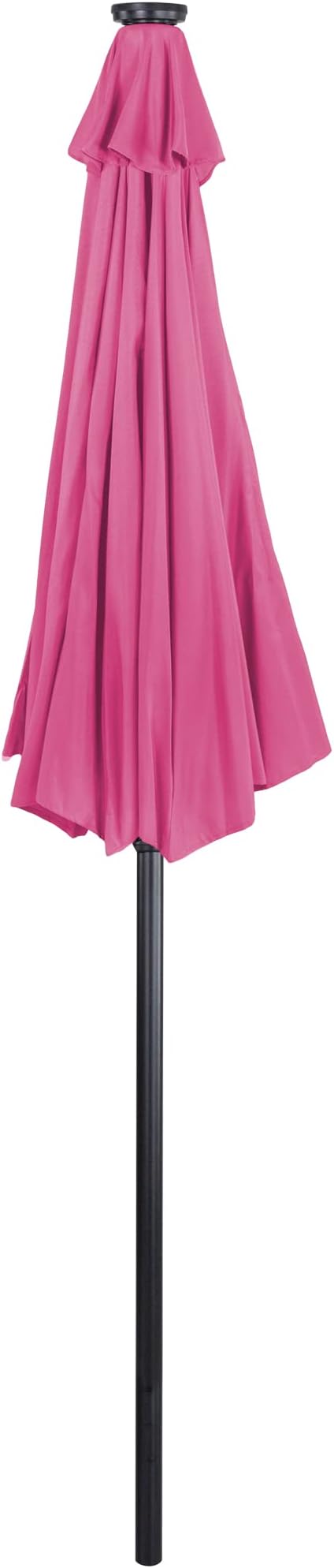 Northlight 9ft Solar Lighted Outdoor Patio Market Umbrella with Hand Crank and Tilt, Pink