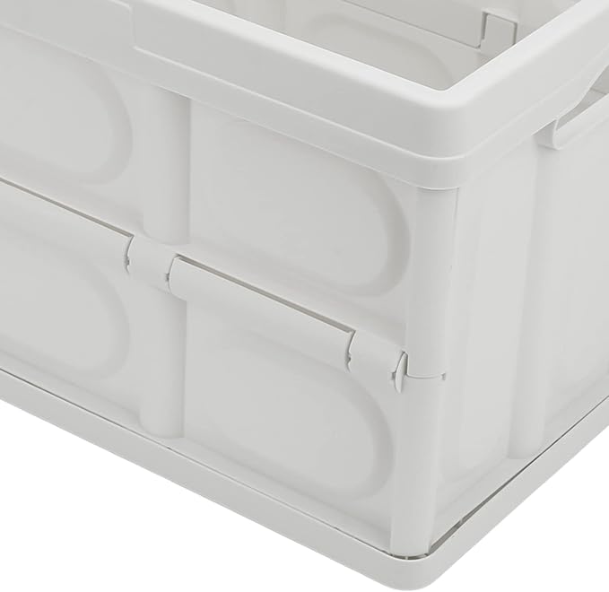 Ymiko Outdoor Storage Box, Storage Box with Wooden Panel 30L Removable Camping Box for Outdoor (White)