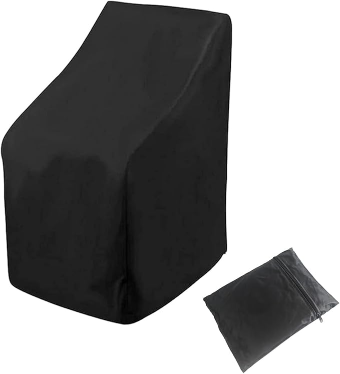 Stackable Patio Chair Covers - Waterproof Outdoor Covers for 4-6 Stacking Dining Chairs, All Weather Protection for Lawn Furniture, 25" L x 25" W x 47”H, Black, 1 PC
