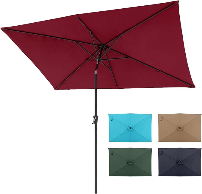 COBANA 6.6 x 9.8ft Rectangular Patio Umbrella, Outdoor Table Market Umbrella with Push Button Tilt/Crank,Patio Umbrella Rectangular for Backyard, Garden