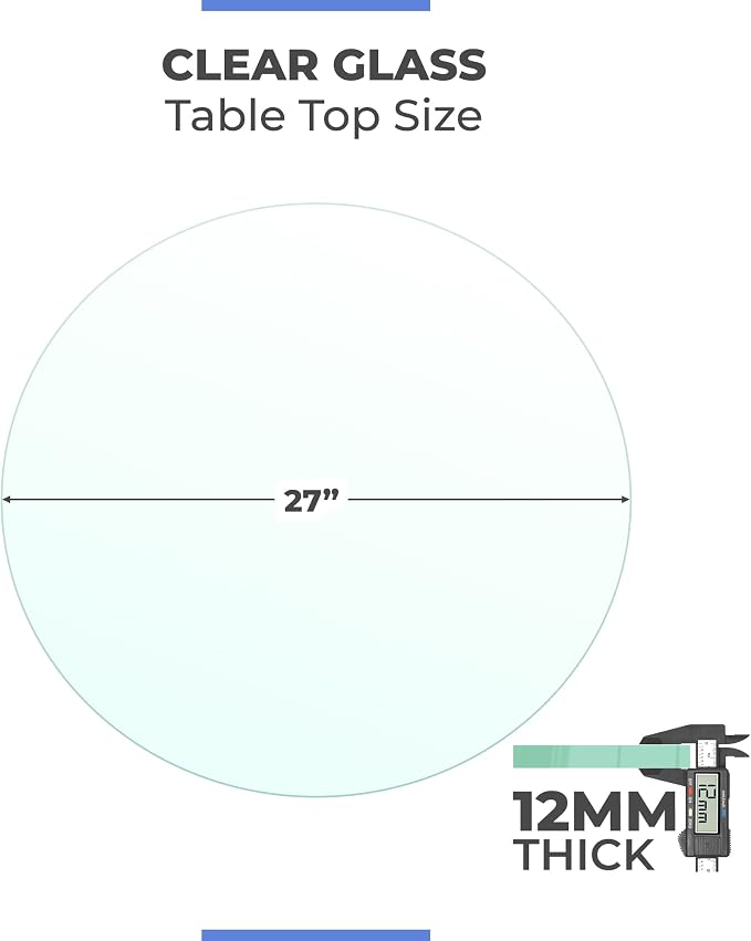 27" Inch Round Glass Table Top 1/2" Thick Tempered Beveled Edge by Fab Glass and Mirror