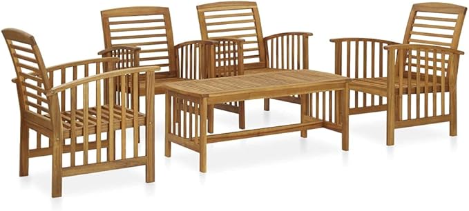 Patio Lounge Set,Outdoor Patio Furniture,Outdoor Chat Conversation Set,Garden Furniture Sets,for Patio,Backyard,Garden,Outdoor,5 Piece Solid Acacia Wood