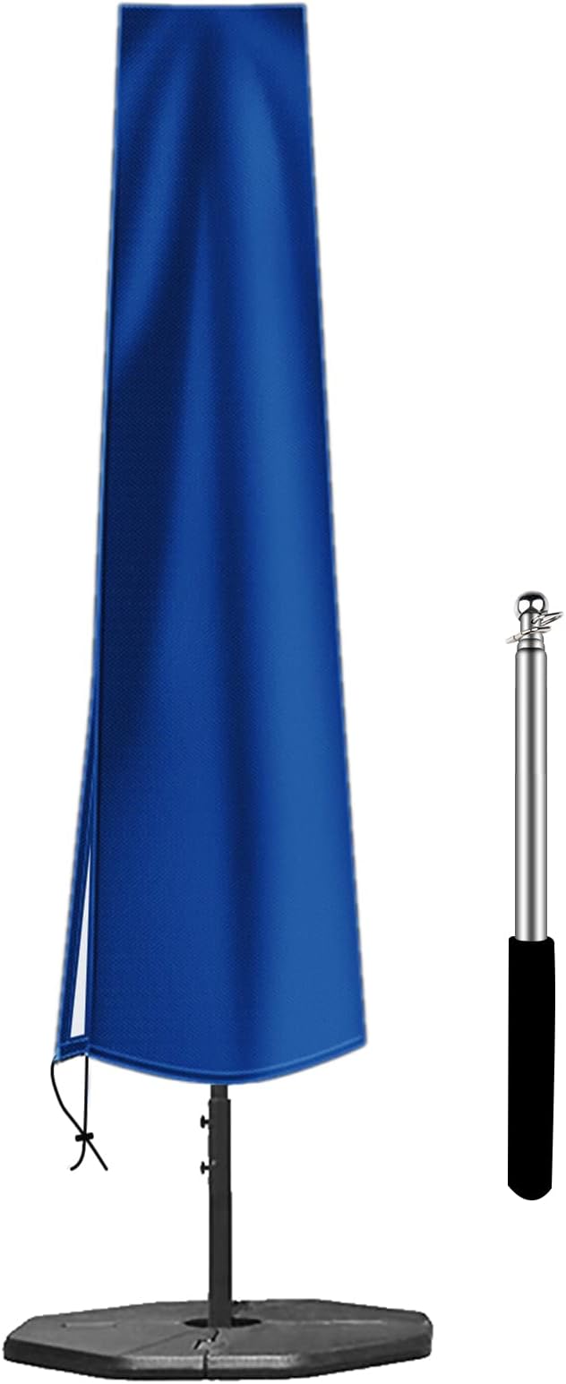 OKPOW Umbrella Cover 420D Oxford Fabric Patio Umbrella Covers Waterproof with Zip, for 9ft to 12ft Garden Outdoor Umbrella (Blue)