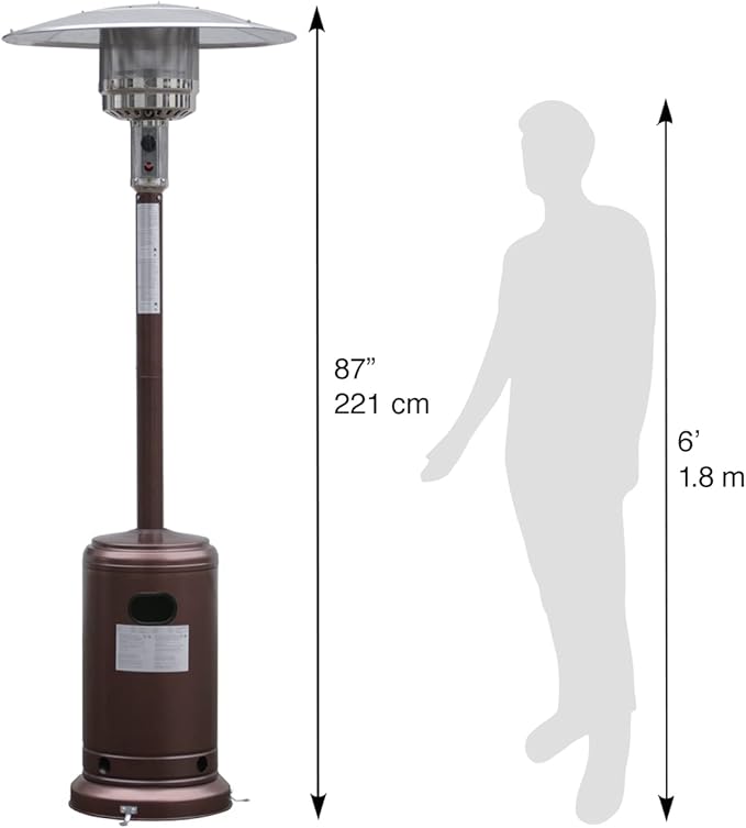Blue Sky Outdoor Living 48,000 BTU Floor Standing Gas Patio Heater, 87" Freestanding Outdoor Heater for Patios, Bronze Hammered