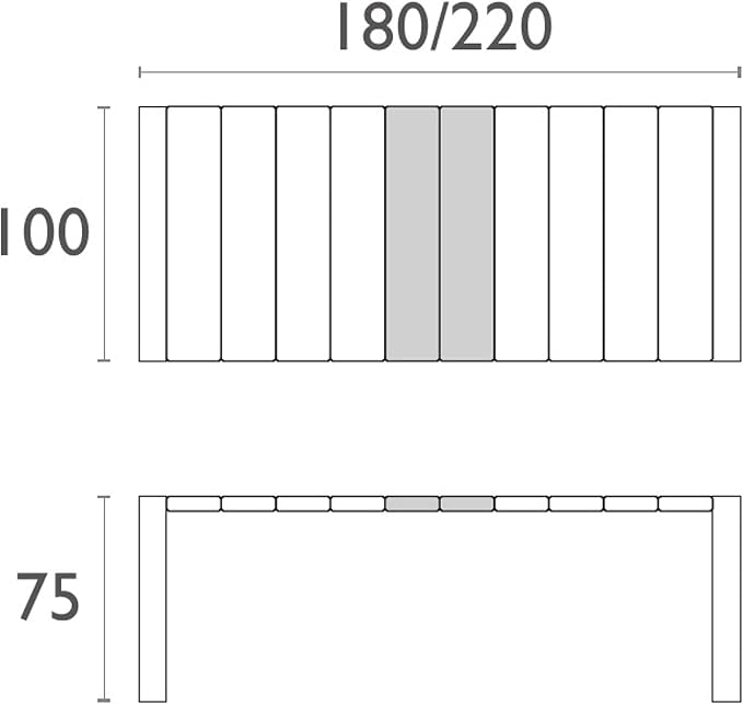 Resol Grupo Compamia Vegas 86" Extendable Patio Dining Table in White, Commercial Grade