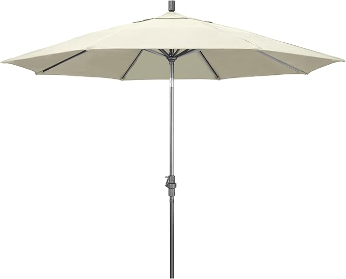 California Umbrella 11Ft Premium Sunbrella Patio Umbrella, Hand-Crank, Tilt-Collar, Gray Frame, Canvas Fabric