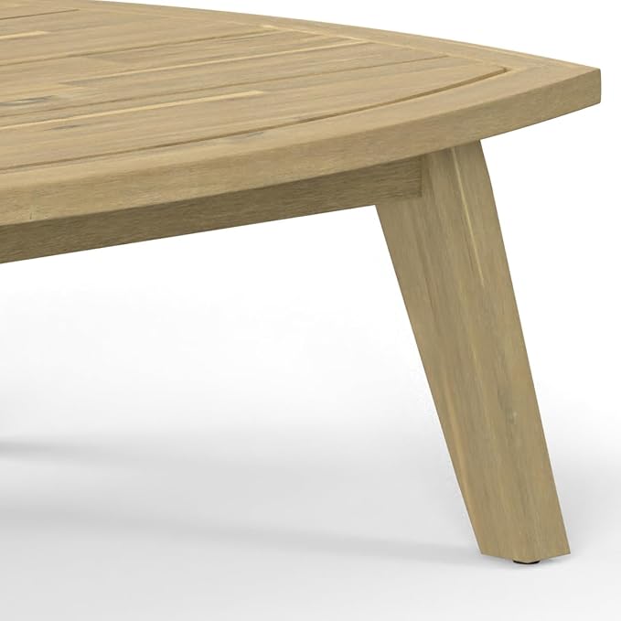 SIMPLIHOME Parkside SOLID ACACIA WOOD 45 inch Wide Rectangle Contemporary Outdoor Coffee Table in Light Teak for the Living Room and Family Room