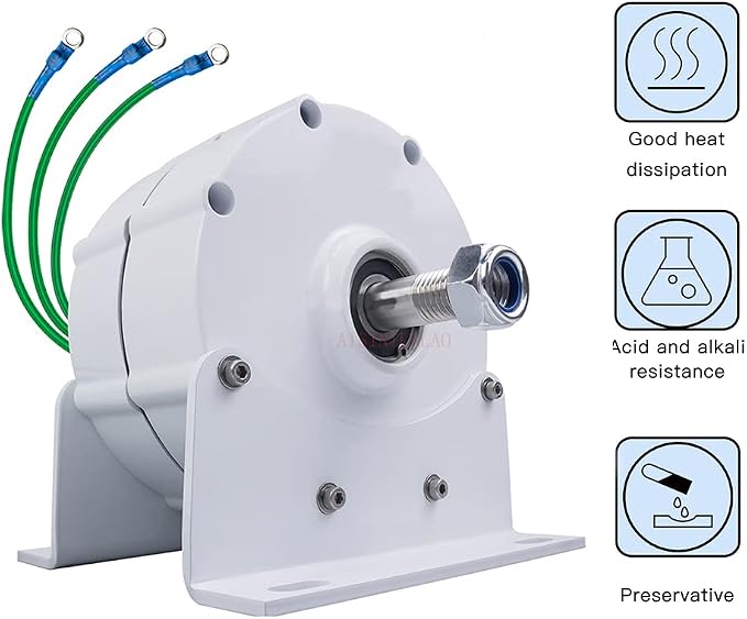 48v, 12000W 12V-220V Gearless Permanent Magnet Generator with Base 3 Phase AC Output Low RPM Free Energy Power Generator for Hydraulic/Wind Power