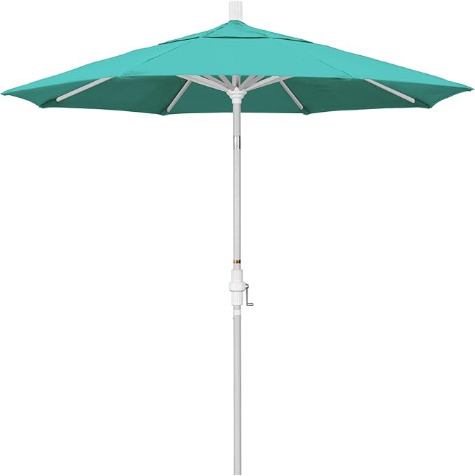 California Umbrella 7.5' Rd. Aluminum Patio Umbrella, Crank Lift, Collar Tilt, White