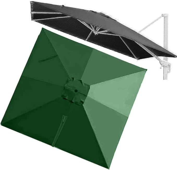 Patio Umbrella Replacement Canopy, 250x250cm Square Offset Umbrella Cover, 8 Rib Cantilever Umbrella Replacement Canopy for Outdoor Garden, Deck and Patio
