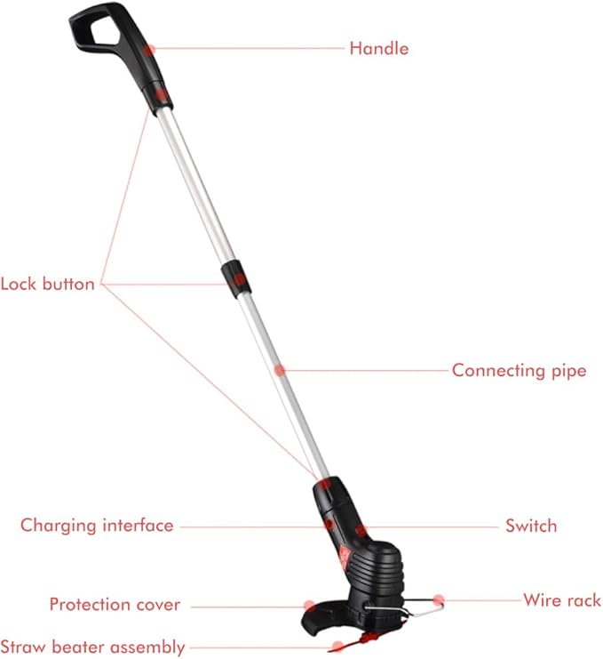 Newooh Garden Tool,Cordless String Trimmer Cordless Rechargeable Grass Trimmer String Grass Trimmer for Garden Lawn Weeding