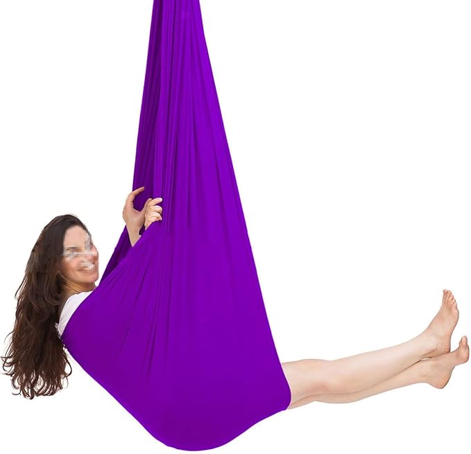 Sensory Swing for adults Indoor kids Therapy Swing Soothing Calming Snuggle Hammock durable strong fabric swing Excellent stretchability Includes Hanging Hardware ( Color : Dark purple , Size : 1.5M x