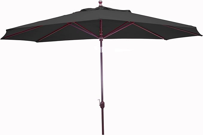 Galtech Premium 11 FT Black Sunbrella Umbrella, Oval Market Canopy 96 in X 132 in, Auto Tilt Outdoor Umbrella for Patio Pool Deck Backyard