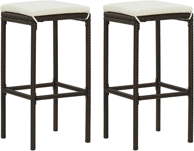Patio Furniture Outdoor Patio Furniture Set Modern Conversation Set Bistro Set for Home, Lawn and Balcony 3 Piece Patio Bar Set with Cushions Poly Rattan Brown