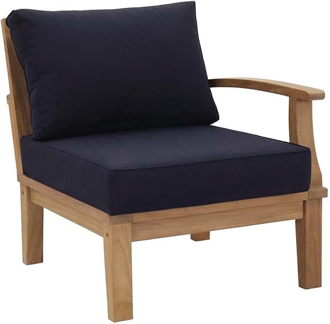 Modway EEI-1822-NAT-NAV-SET Marina Premium Grade A Teak Wood 2-Piece Outdoor Patio Furniture Set, Natural Navy
