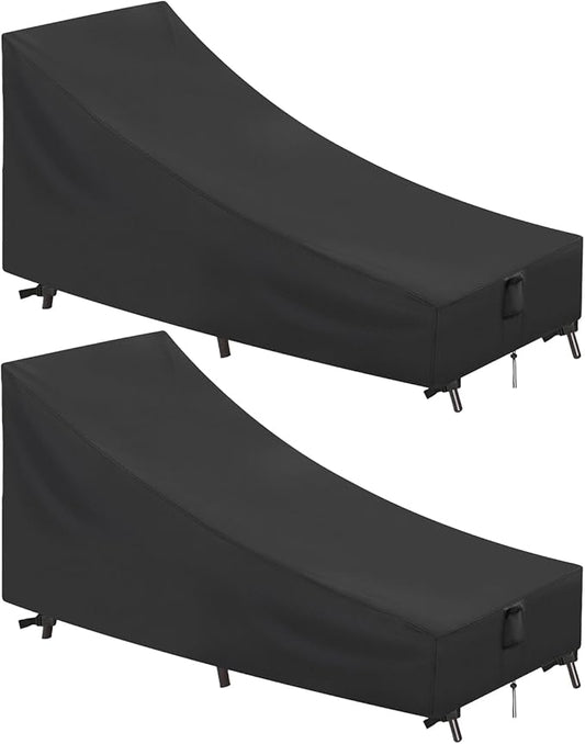 Outdoor Patio Chaise Lounge Covers, 2 Pack Waterproof Lounge Chair Covers for Patio Furniture, Swimming Pool Lounge Chairs Cover - 80 x 28 x 32 Inch