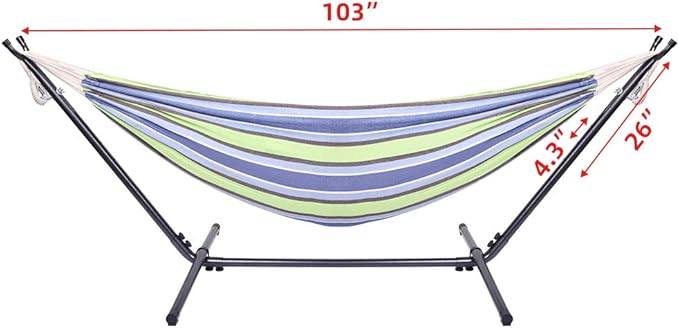 Portable Outdoor Polyester Hammock Set,Hammock with Hammock Stand,2-in-1 Hammocks Hammock Chair with Stand, 250lbs Capacity, Heavy Duty Two Person Hammock with Stand, Green