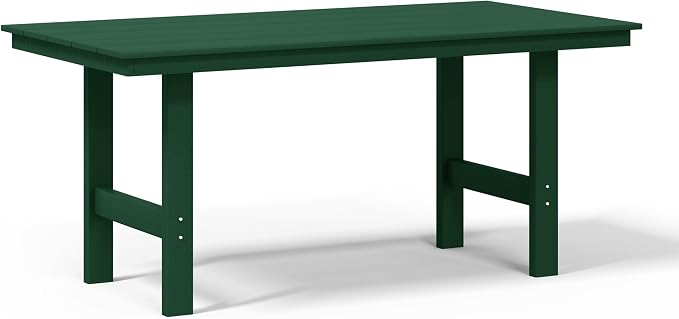 WestinTrends Ashore Outdoor Modern HDPE 66" Wide Rectangle Patio Dining Table for 6, Dark Green