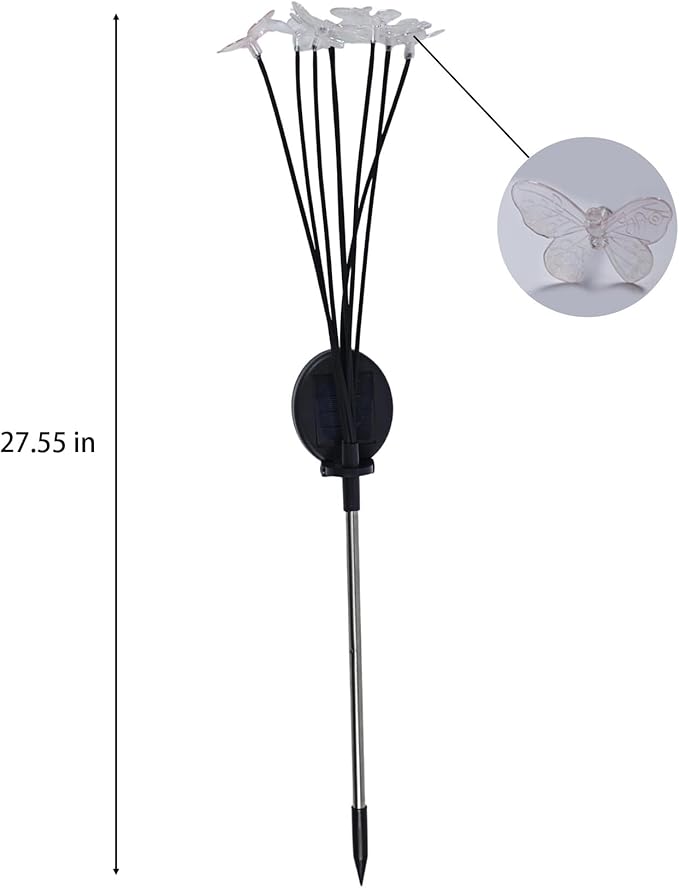 Solar Garden Lights Outdoor Waterproof，2 Pack of 16 LEDs Solar Butterfly Lamp for Courtyard, Garden, Balcony, Terrace, Lawn.