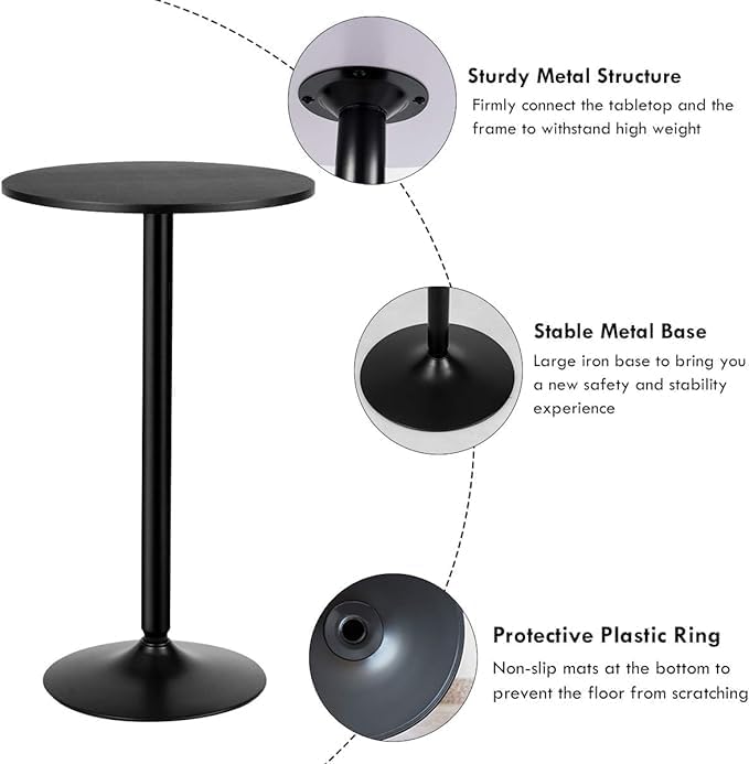 ERGOMASTER Cocktail Table,Two-in-one Modern Style Standing Circular Bar Table 40"/22" Two Convertible Height Suitable for Dining Room, Restaurant, Kitchen (2, Black)