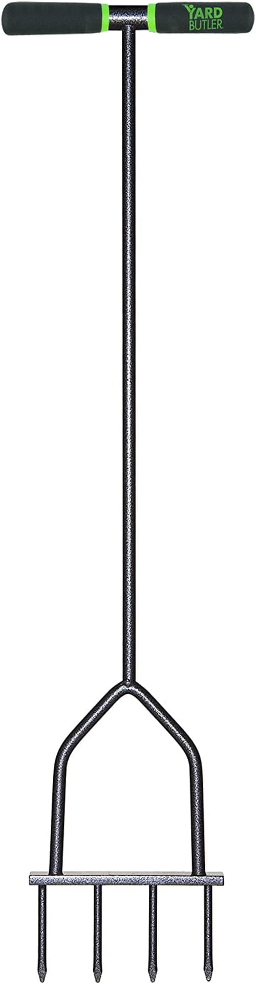 Yard Butler IM-7C Spike Grass Aerator - Lawn Care Tool for Aerating - Long-Handled - Power-Coated Steel Construction - Comfortable Cushioned Handles Garden Tool - Easy to Use