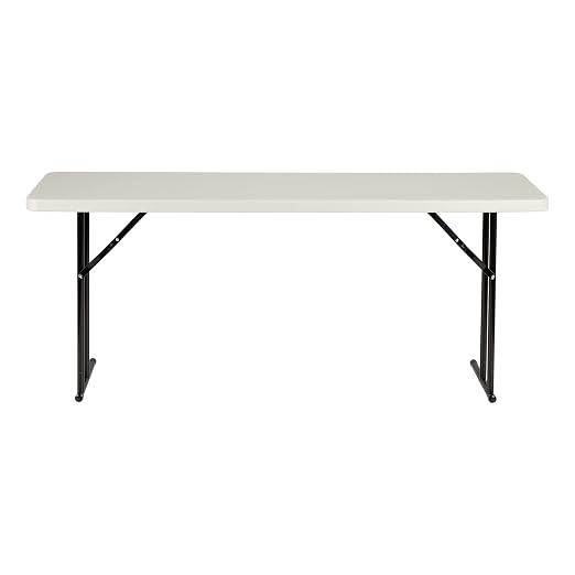 Norwood Commercial Furniture 6' Indoor/Outdoor Folding Training Table, Rectangular Blow-Molded Plastic Folding Training and Event Table, Gray