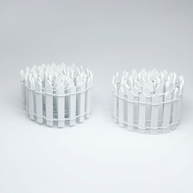Fairy Garden Miniature Fence Accessories: Decorative White Wooden Picket Fence for Indoor & Outdoor Christmas Village - for Kids Ages 4 to 8 - Festive Decor for Christmas and Halloween (White-2pcs)