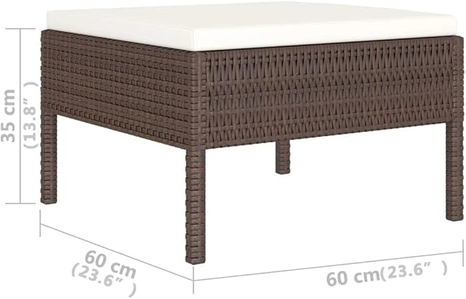 Patio Lounge Set with Cushions,Outdoor Patio Furniture,Outdoor Chat Conversation Set,Garden Furniture Sets,for Patio,Backyard,Garden,Outdoor,6 Piece Poly Rattan Brown