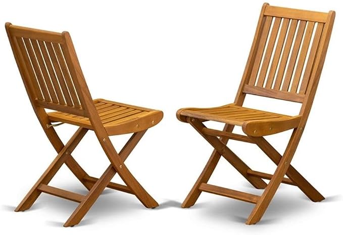 East West Furniture BSDK9CWNA 9 Piece Patio Garden Table Set Includes an Oval Outdoor Acacia Wood Dining Table and 8 Folding Side Chairs, 36x79 Inch, Natural Oil