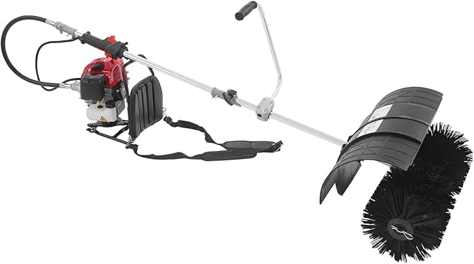 52CC 2 Stroke Gas Backpack Broom Sweeper, 2.3HP 1700W Artificial Grass Brush Gasoline Powered Broom with 33.8oz Fuel Tank, Portable Lawn Sweeper Machine for Riveways, Lawns, Walkways
