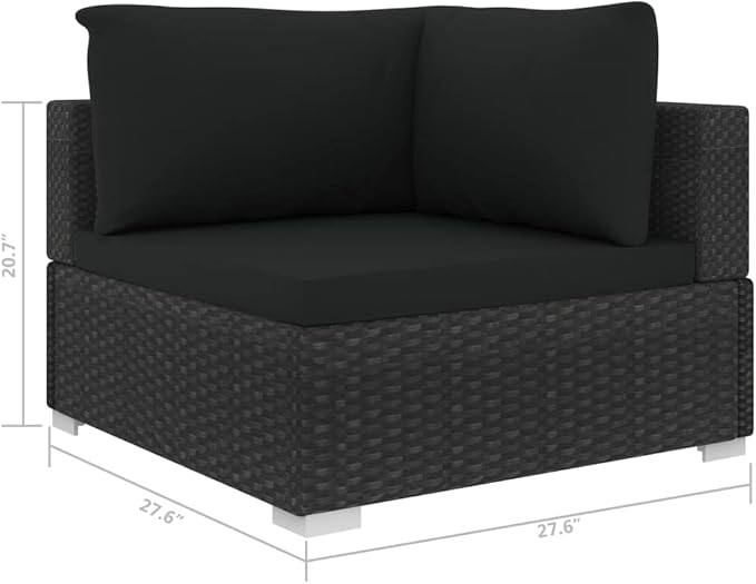 10 Piece Patio Lounge Set with Cushions, Outdoor Dining Sets Patio Conversation Set Outdoor Sofa Sets Sectional Sofa for Piazza Garden Exhibition Poolside Poly Rattan Black