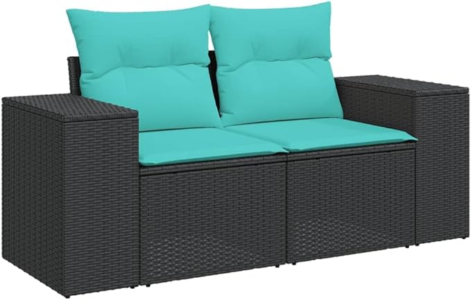 9 Piece Patio Sofa Set with Cushions, Sectional Sofa Outdoor Sofa Sets Patio Conversation Set Outdoor Dining Sets for Exhibition Garden Negotiation Area Piazza Black Poly Rattan