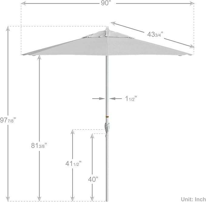 California Umbrella 7.5' Rd Aluminum Patio Umbrella, Crank Lift