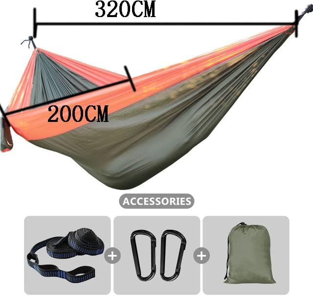 NOBRIM Camping Hammock Large Portable Hammock Accessories Swing with 2 Tree Strap 2-3 People Nylon Parachute Hammock for Outdoor Leisure