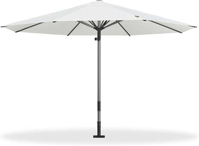 PURPLE LEAF 13 FT Commercial Round Patio Market Table Sun Umbrella Semi Auto Open All Weather Maximum Coverage for Hotel Resort Cafe Restaurant Garden Business Use White