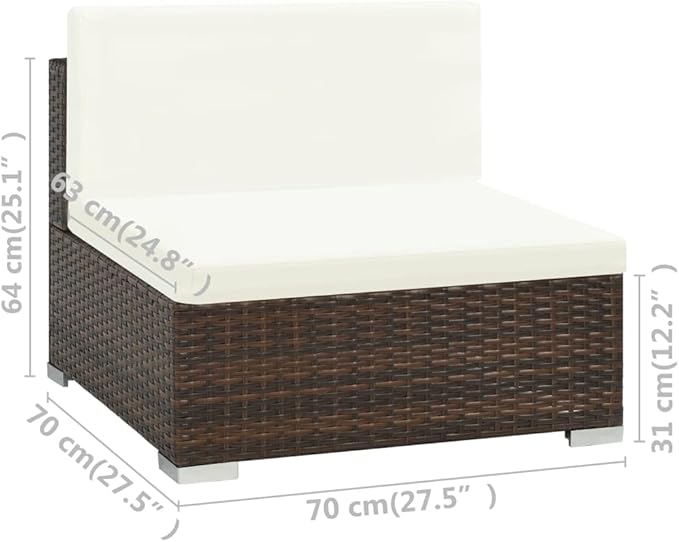 Patio Sofa Set with Cushions,Outdoor Patio Furniture,Conversation Furniture,Patio Furniture Sets,for Terrace,Garden,Backyard,6 Piece Poly Rattan Brown