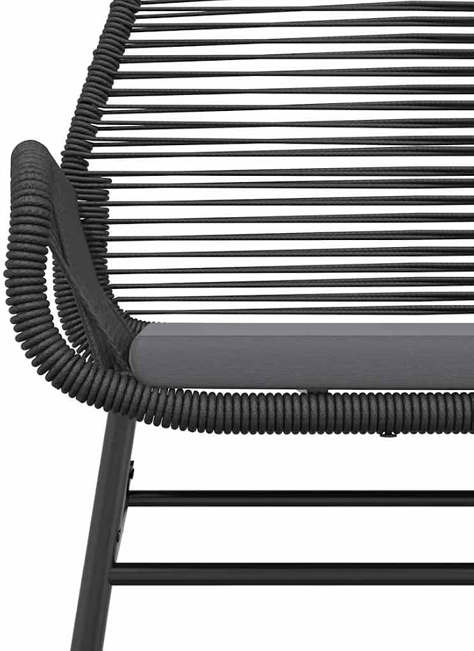 3 pcs Set Patio Dining Set & Bistro Set Black PE Rattan Garden Dining Set Outdoor Dining Set for Lawn Backyard Front Porch 31.5 x 31.5 x 29.1 in