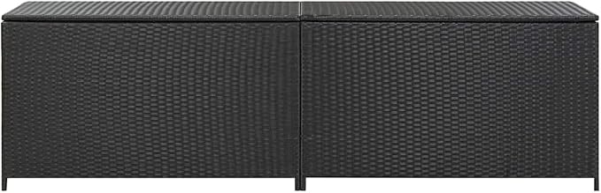 Large Deck Box Poly Rattan Storage Bin with PE Liner, Powder-Coated Steel Frame, Gas Lift Lid, and Elevated Feet, Black, 78.7"x19.6"x23.6"